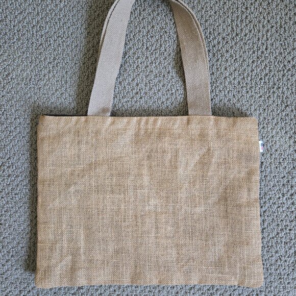 Brand New Indian Denim Jute Bag with gold Pattern, Made in India - Picture 4 of 8
